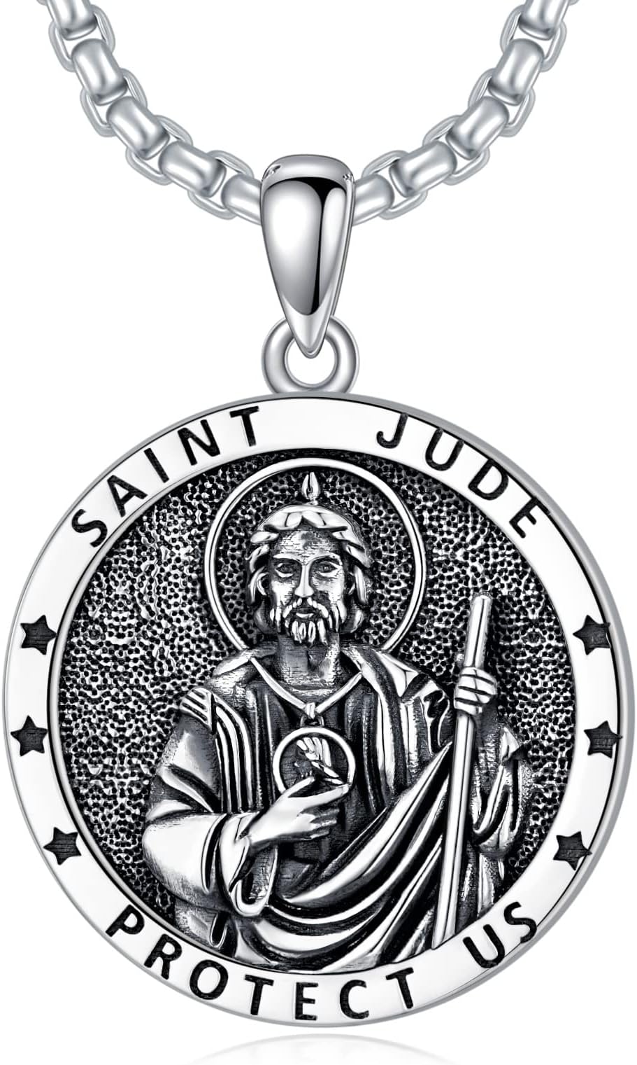 Saint Necklace 925 Sterling Silver Patron Amulet Medal Jewelry for Men Women (with Gift Box)