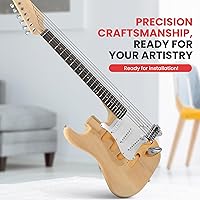 Vista 2 de Pyle Kit de guitarra eléctrica sin terminar, construye el instrumento, cuello de arce con un diapasón de madera técnica con traste, cuerpo de tilo