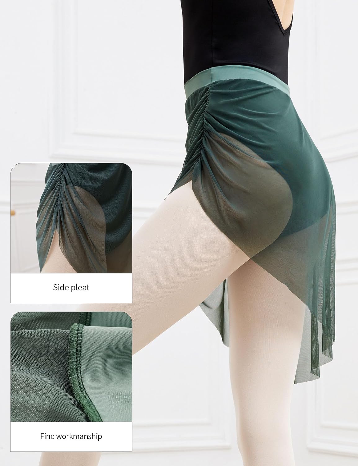 Women's High Waist Ballet Skirt Sheer Dance Skirts for Adult