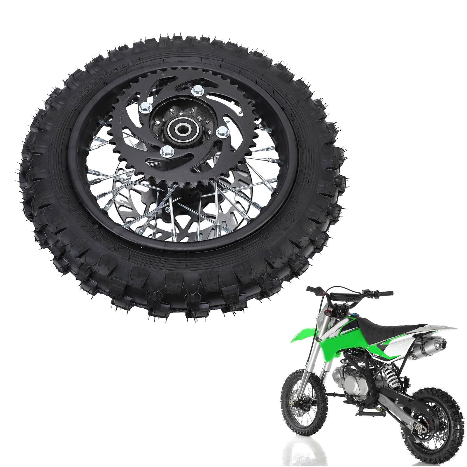 banapoy Opona felgę Tylnego Koła 2,5-10 10" do Motocykla Dirt Pit Bike o Pojemności 50 Ml - 110 Ml, zespół Felgi 2,5-10 z osią 12 Mm i tarczą hamulcową 190 Mm Oraz zębatką 420 41T