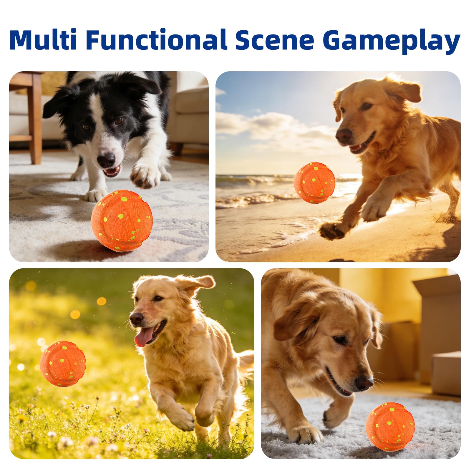 Pelota interactiva Perro,Pelota de Juguetes para Perros,Pelota Perro se Mueve Sola,Juguetes para Perros Inteligentes Recargables USB,3 Modos Juego,para Perros pequeños a Grandes(Naranja)