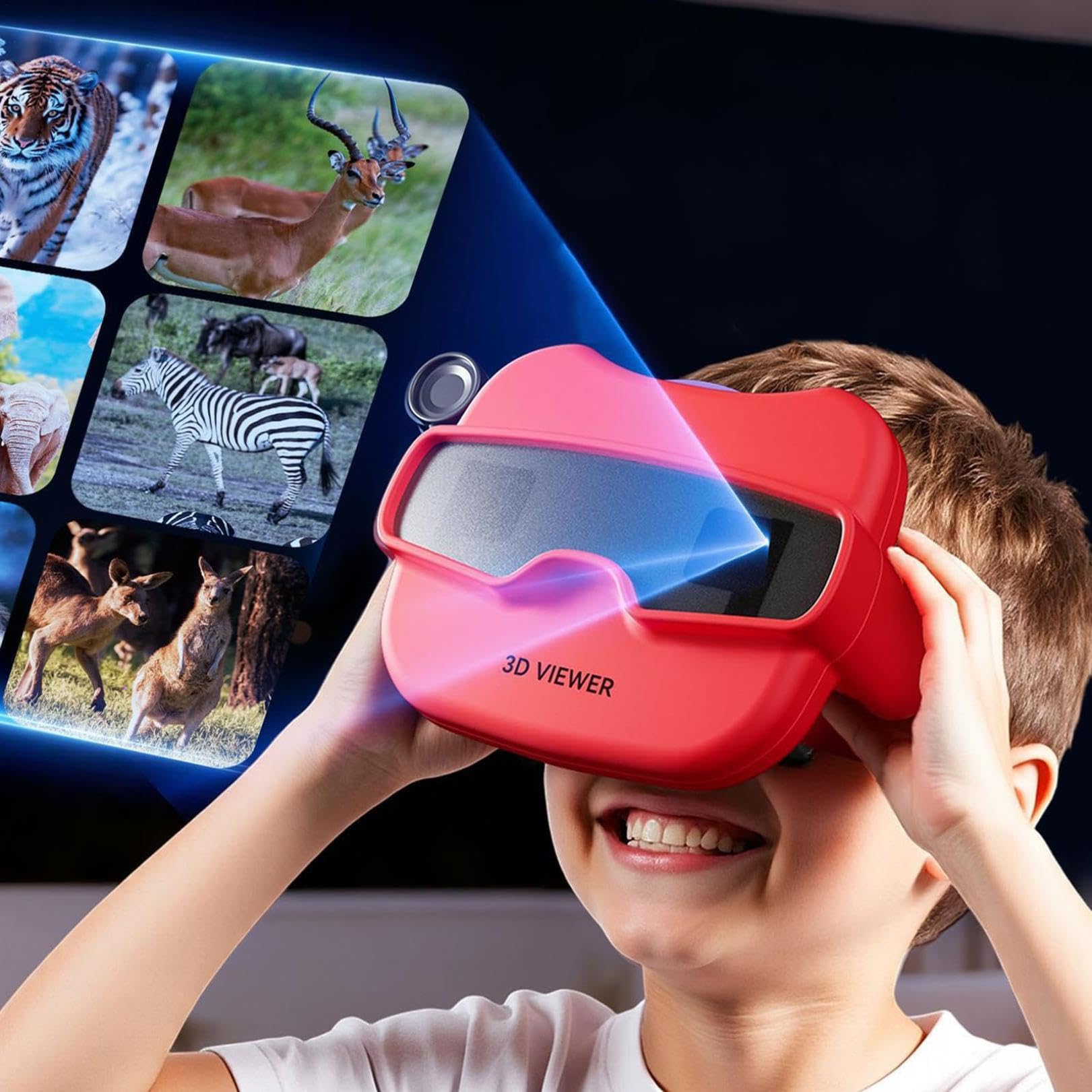 3D View Finder Spielzeug, Retro Slide Lernspielzeug, Fernglas für Kinder mit 3D-Bildern von Land, Meer & Tieren, Tierspielzeug Geschenk für Jungen & Mädchen, Portabble Story Projektionsgerät für