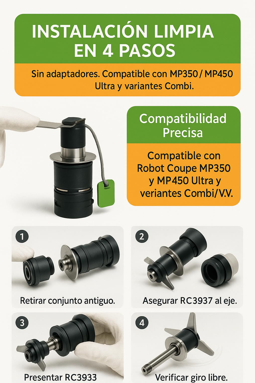 Conjunto Cuchilla Triturador MP450 Ultra RC39337 Compatible con MP350 Profesional Hostelería Accesorio Batidora de Mano Repuesto Original Afilado Preciso Montaje Acero Templados