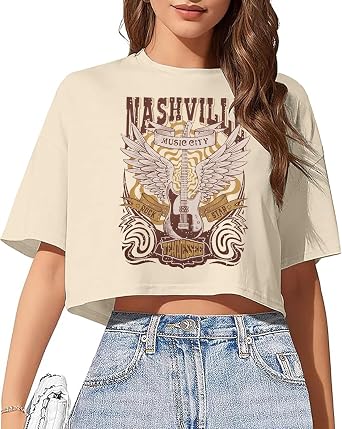Nashville Tshirt for Women Country Concert Shirt Cowgirl West Music Rock Band Tee Vintage Graphic Fringe Tassel Top