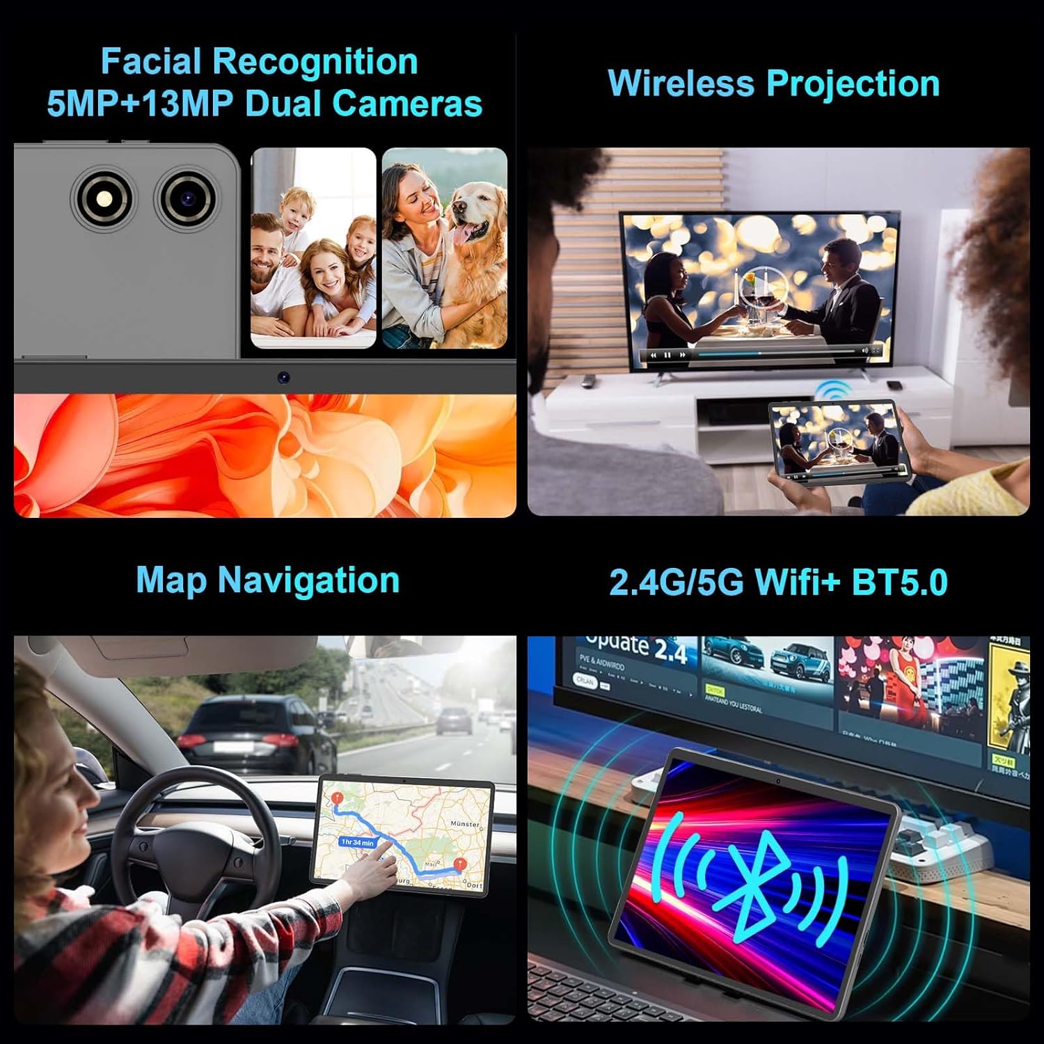 2026 10 Inch Tablet, Android 15 Tablet with Keyboard, 26GB+256GB+2TB Expand, Tablets PC with Gemini AI, Octa-Core, 5G WiFi, 8000mAh, GPS, GMS, 2-in-1 Tablets with Mouse, Case, Stylus (Black Case)