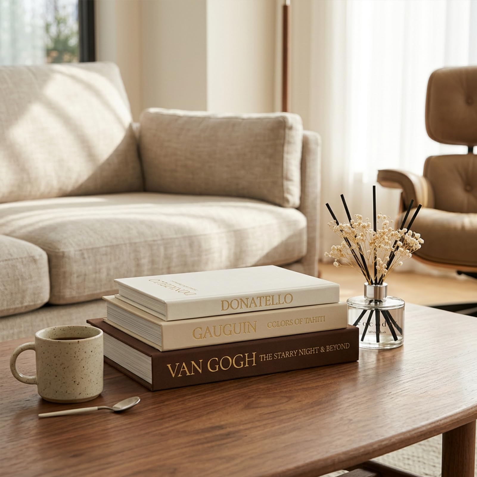 Fveuc Linen Faux Book Box Set of 3, Decorative Books for Shelves, Fake Books for Decoration with Secret Compartment, Modern Aesthetic Table Decor, Linen Covered Hollow Book Box (Brown-Beige-White) - 4