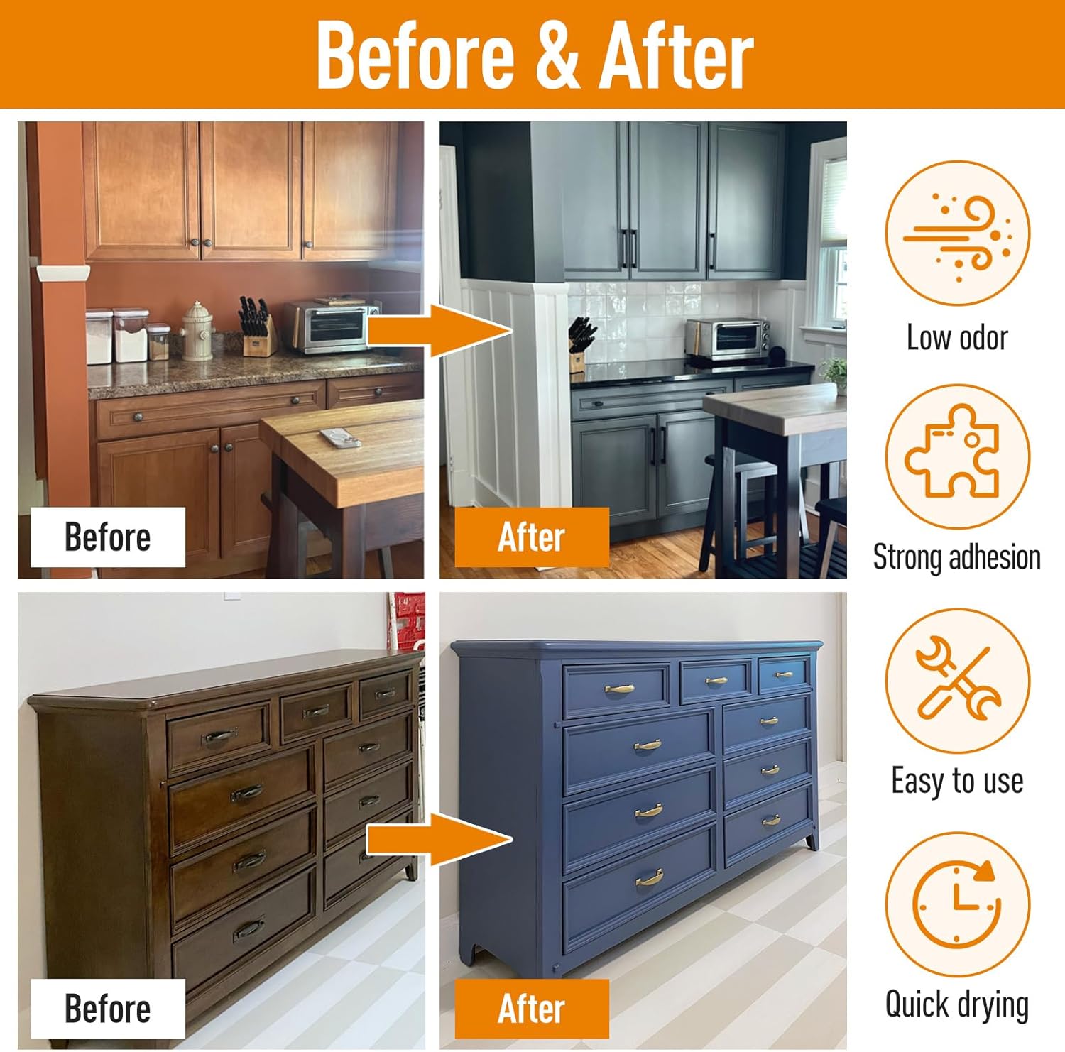 DWIL Acrylic Wood Paint for Furniture - Semi-Gloss Paint Suitable for Wood Surface Renovation, Water-Based All match Paint, Non-Toxic & Odorless, Eco-Friendly & Healthy (32OZ, Amber)