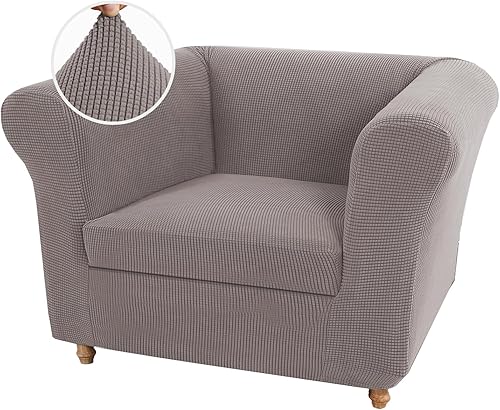 UNBBRRL Funda de sofá Chesterfield de jacquard elástico, fundas de cojín gruesas para sofá, protector de muebles para sala de estar (gris, silla +