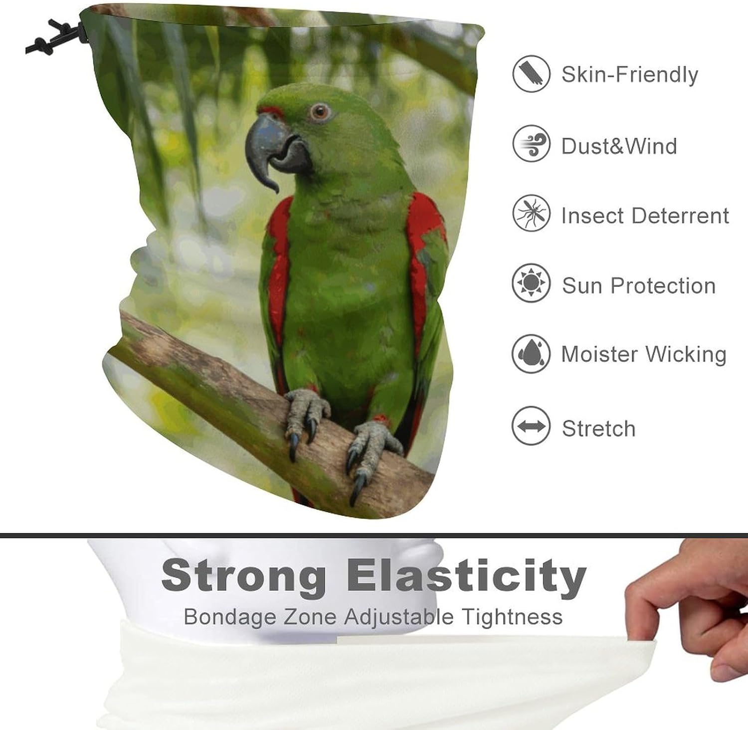 Rainforest Double Parrot Neck Gaiter Face Mask for Men And Women Breathable Dustproof Face Cover Scarf for Outdoor Sports Sun Protection Bandana for Fishing Hiking