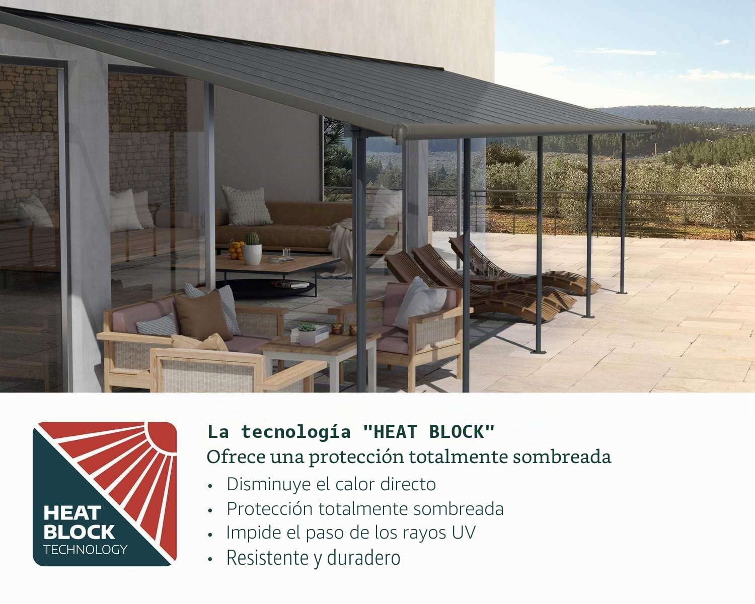 Canopia by Palram Pérgola Sierra 2.2X2.3 de Aluminio y Policarbonato, Moderna y Elegante, para Cubrir una Terraza Todo el Año (Gris)