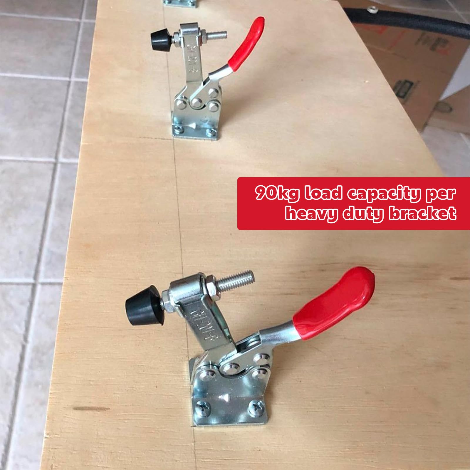 4 pièces Pince à Bascule à Dégagement Rapide GH-201B,Pince à Bascule Horizontale en Métal, Capacité de 90 kg/198 lb, Outils à Main Verticaux pour Produits Faits à la Main