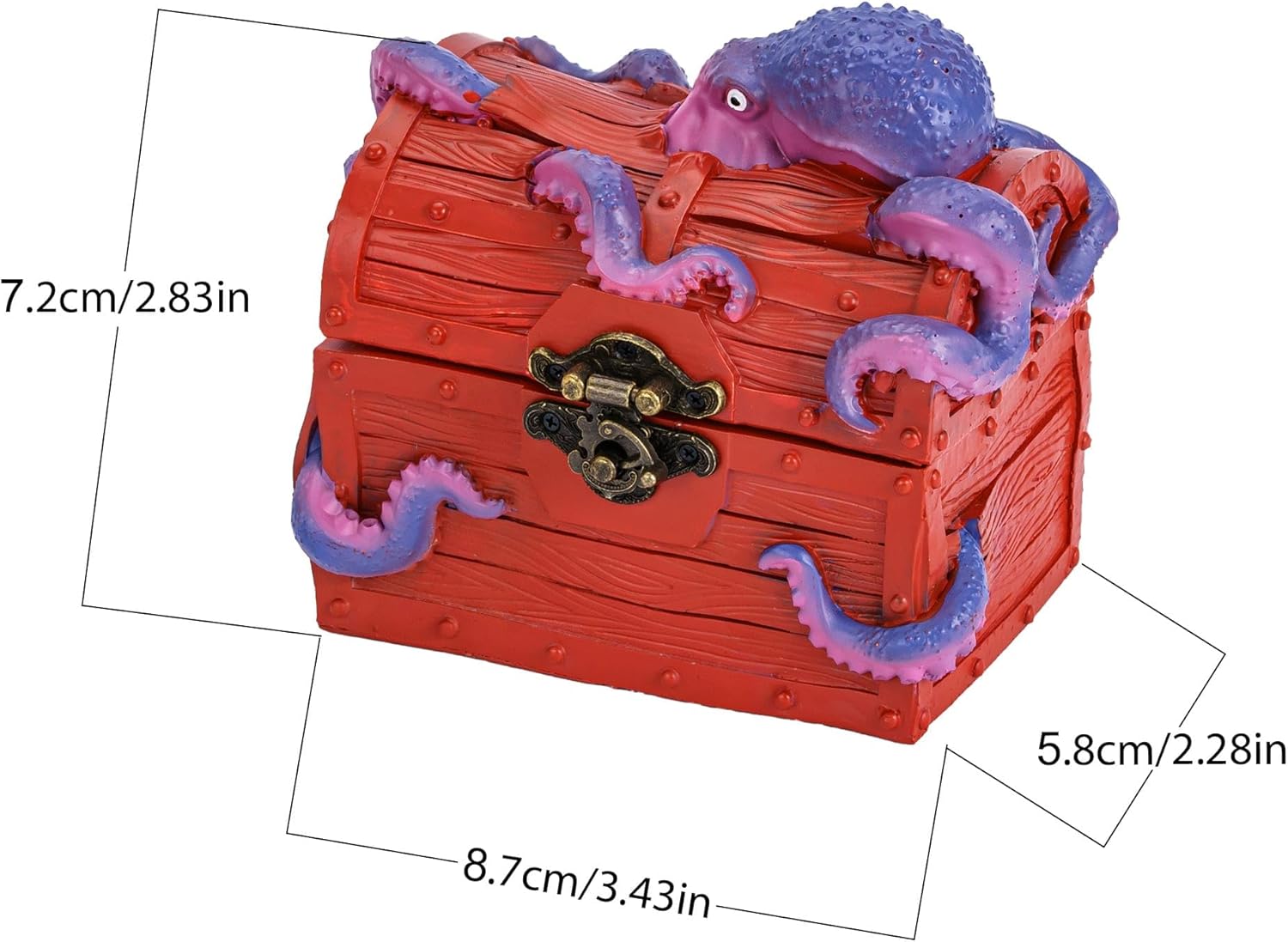 Retro DND Dice Box Dice Storage Box Octopus Design Great Gift for DM Masters RPG Tabletop Game, Holds 2 Sets of Polyhedral Die (Red)