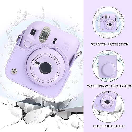 Miniatura 5 de WOGOZAN Funda protectora para cámara instantánea Fujifilm Instax Mini 12, con orificios sensibles a la luz, ajuste de lente inferior derecho,
