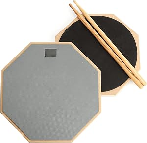 Tosnail 12-inch Silent Drum Practice Pad - Gray - Bonus 5A Drumsticks