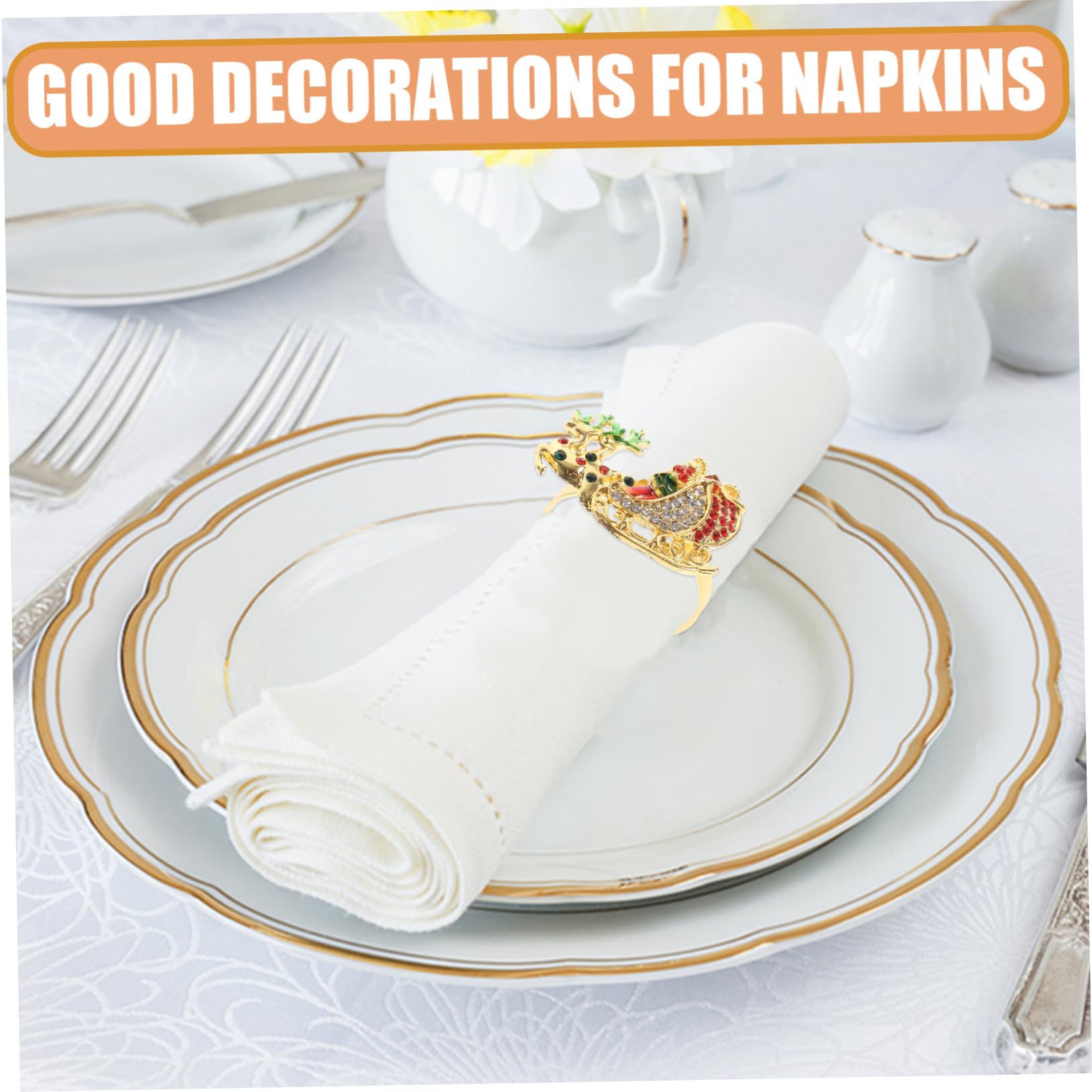 Alipis 2 Sätze Teiliges Weihnachts Napkin Ringe Mit Elch Design Serviettenhalter Für Festliche Tischdekoration Für Weihnachten Hochzeiten Und Partys 6 Stück * 2