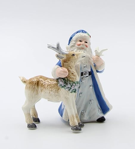 Miniatura 3 de Juego de salero y pimentero de cerámica fina de Navidad con reno amigo de Papá Noel, 4-58 pulgadas de alto