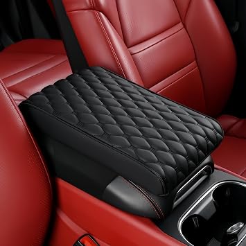 Car Leather Waterproof Center Console Seat Arm Rest Cover Auto Memory Foam Cotton Height Armrest Box Pad, 6 Colors, 2 Sizes Black, 12.6"x8.3"x2"