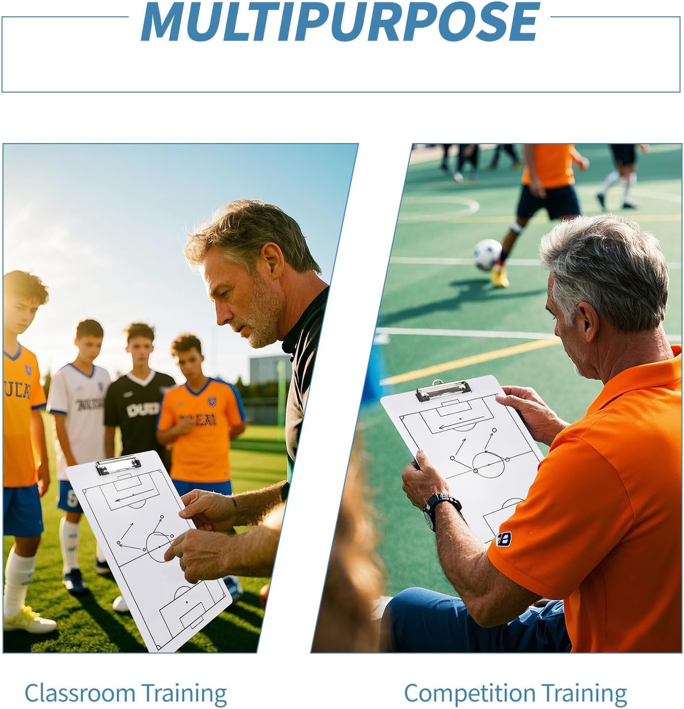 Eco Friendly PVC Multi Sport Coaching Clipboard Reusable Tactical Board for Basketball,Soccer,Volleyball,Handball and Futsal Portable Training Essential for Coaches