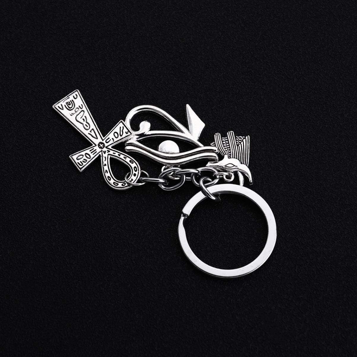 Miniatura 5 de Amosfun - Llavero egipcio con diseño de ojo de horus de peltre Ankh y cruz egipcia