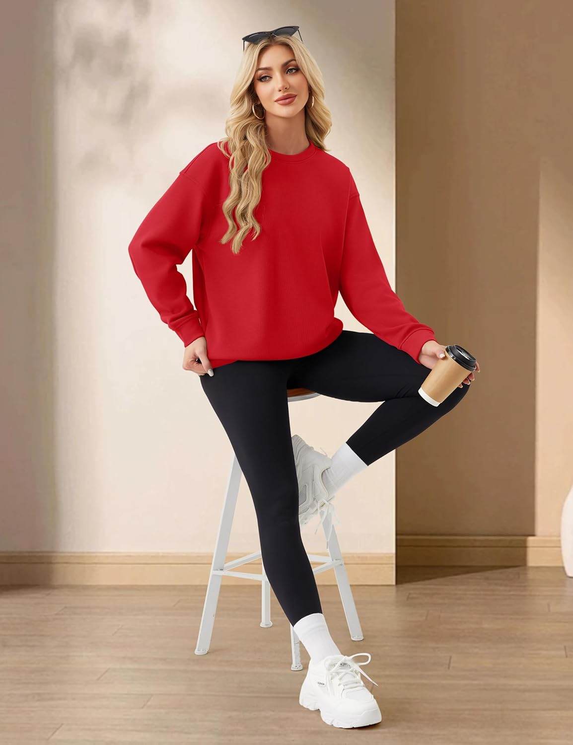 YUCOLEN Womens Oversized Sweatshirt Crewneck Fleece Long Sleeve Pullover Tops Loose Fit Casual Fashion Fall Winter Clothes