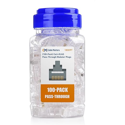 Cable Matters Cat 6 Pass Through Plugs 100 Pack