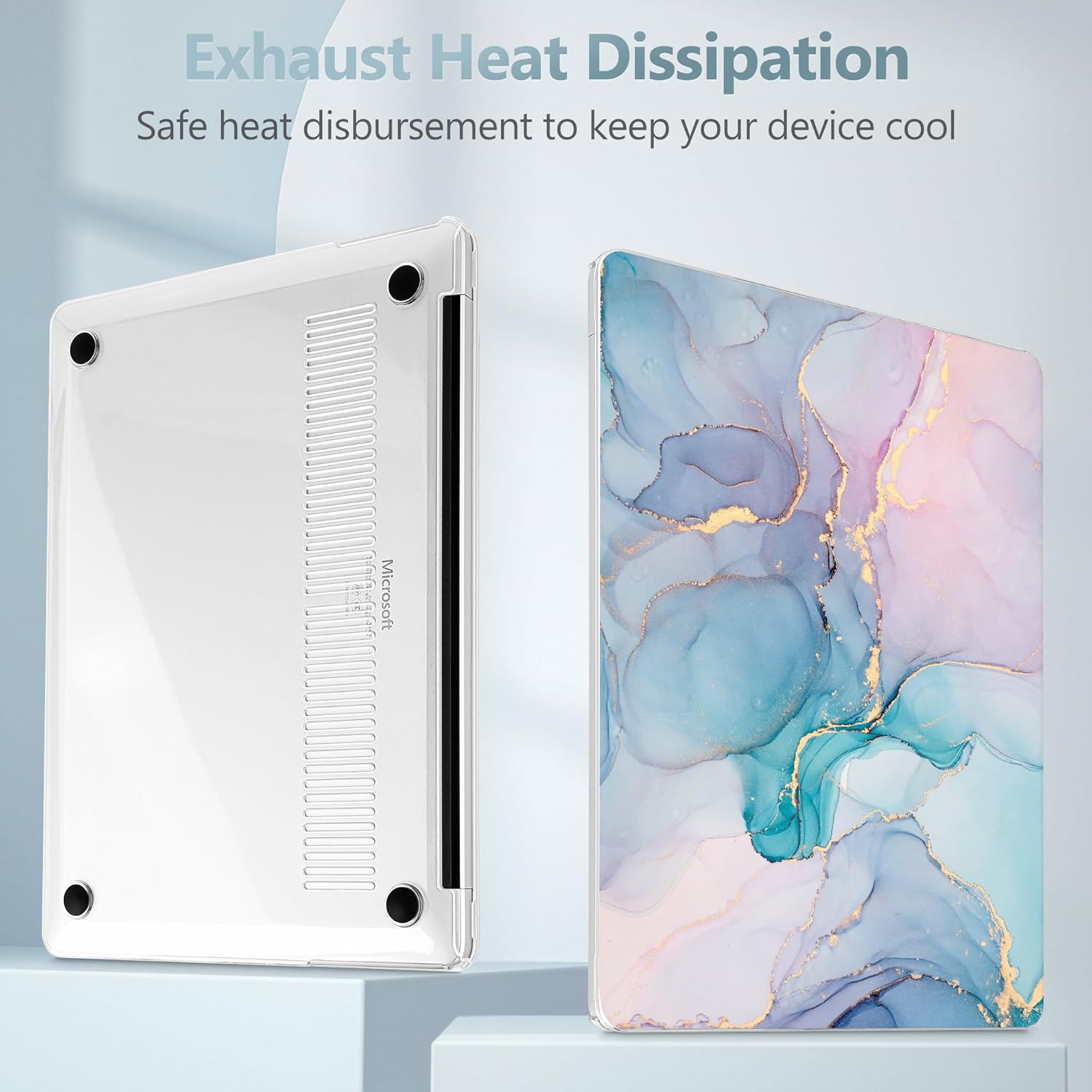 May Chen Case ONLY Compatible for 2024+ 13.8" Microsoft Surface Laptop 7 Windows PC with ARM CPU and AI-Powered Copilot+, Plastic Hard Shell Case with Keyboard Cover, Marble