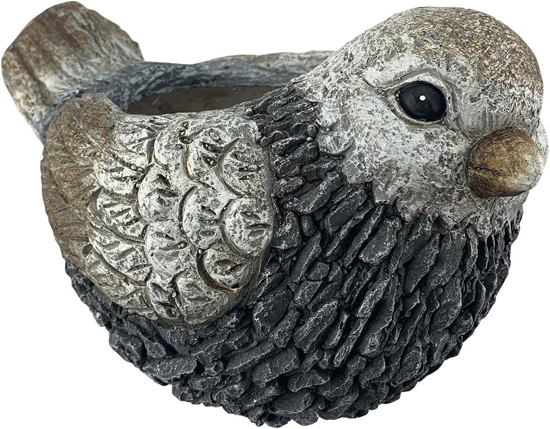 Red Carpet Studios Indoor/Outdoor 3-D Composite Animal Planter, Mini, Stone Bird