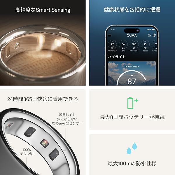 Oura Ring 第4世代 スマートリング – ステルス – サイズ11 |iPhone/Android対応 |まずはサイズ確認:専用サイズキット対応|睡眠・心拍・フィットネスを計測|最長8日間バッテリー持続 - 5
