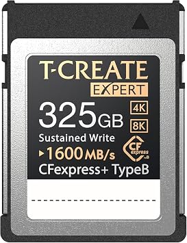 TEAMGROUP T-Create Expert Cfexpress 2.0 Plus Type B 325GB Min Sustained Write1,600MB/s XQD Card R1,800MB/s W1,600MB/s, Supports 8K and 4K Videography Compatible for DSLR TTCCFXP325GCFX2B01