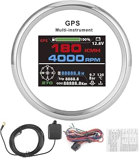 Velocímetro GPS Medidor de Viagem, Medidor Multifuncional 85mm GPS TFT Color Display Medidor Digital Voltímetro Odômetro Velocímetro para Barcos Iate