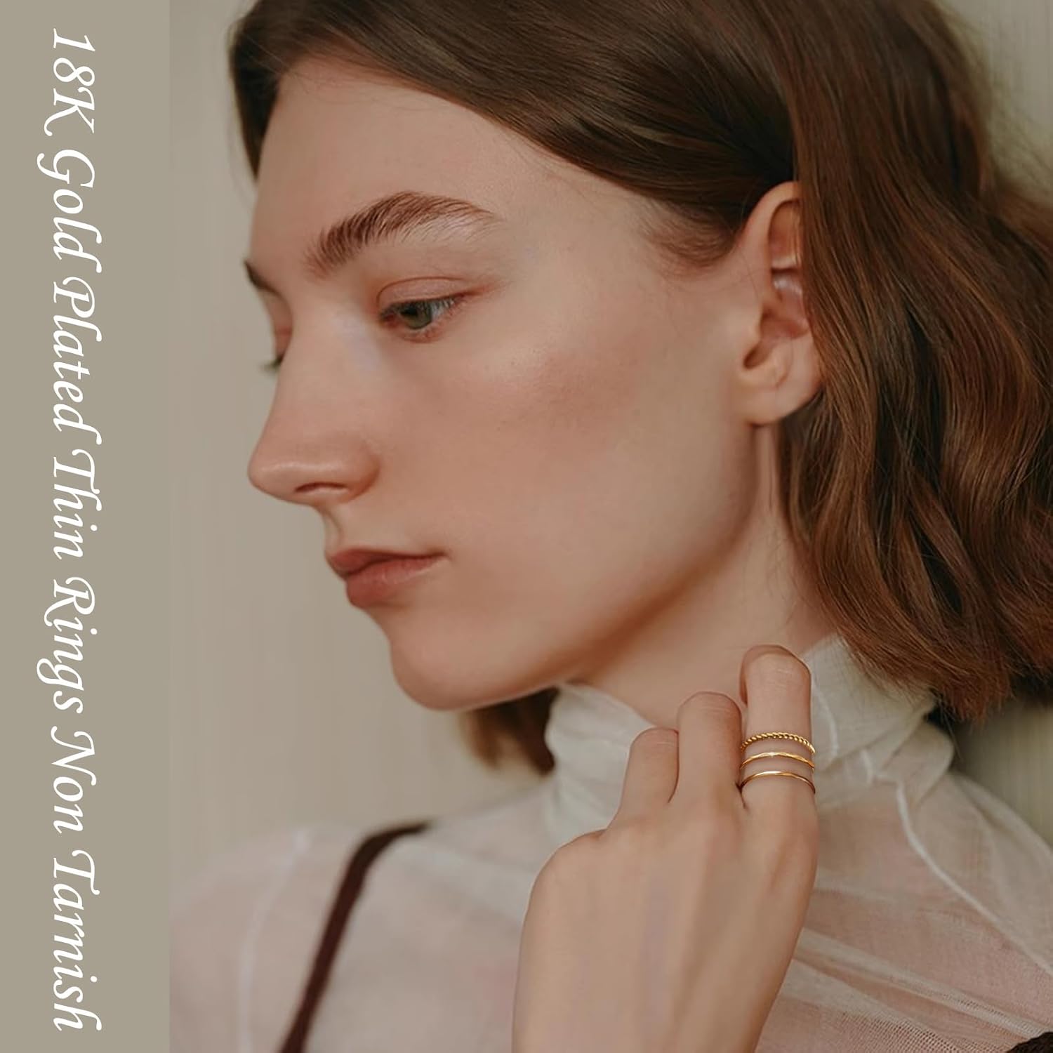 Gold Rings for Women Dainty Stacking Ring Set 18K Gold Plated Thumb Rings Non Tarnish Chunky Thin Gold Jewelry - Image 3