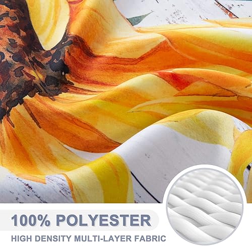 Miniatura 4 de Jekeno Cortinas de madera rústica con girasol, cortinas de cocina de madera con flores de primavera en campo, 2 paneles, cortinas de cocina rústicas