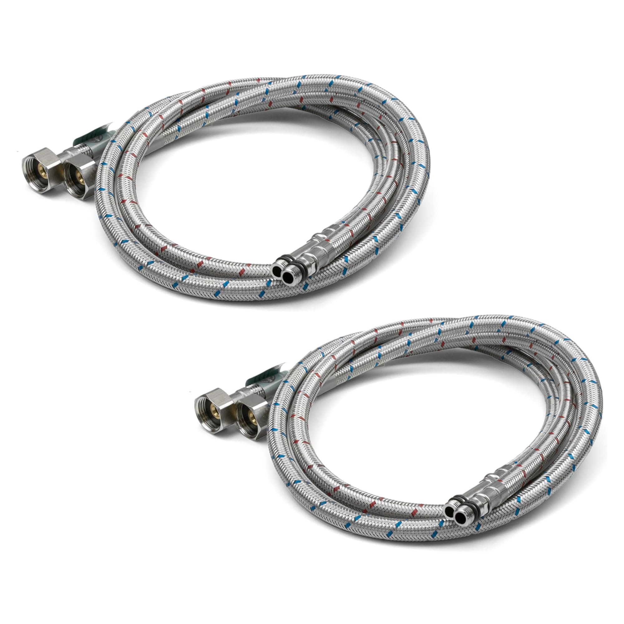 Xcel Home 4X M10 x1/2 Flexible Tap Connectors (1000mm) | 10 Lengths | 2 Pairs of BSP Kitchen/Basin Monobloc Mixer Flexi Pipe Tails | Braided Stainless Steel