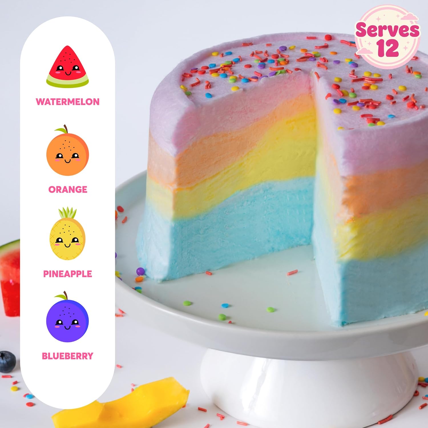 Cotton Candy Cake, 24 Cones of Cotton Candy, Handspun, Vegan, Allergy Friendly, 16oz (Serves 12)