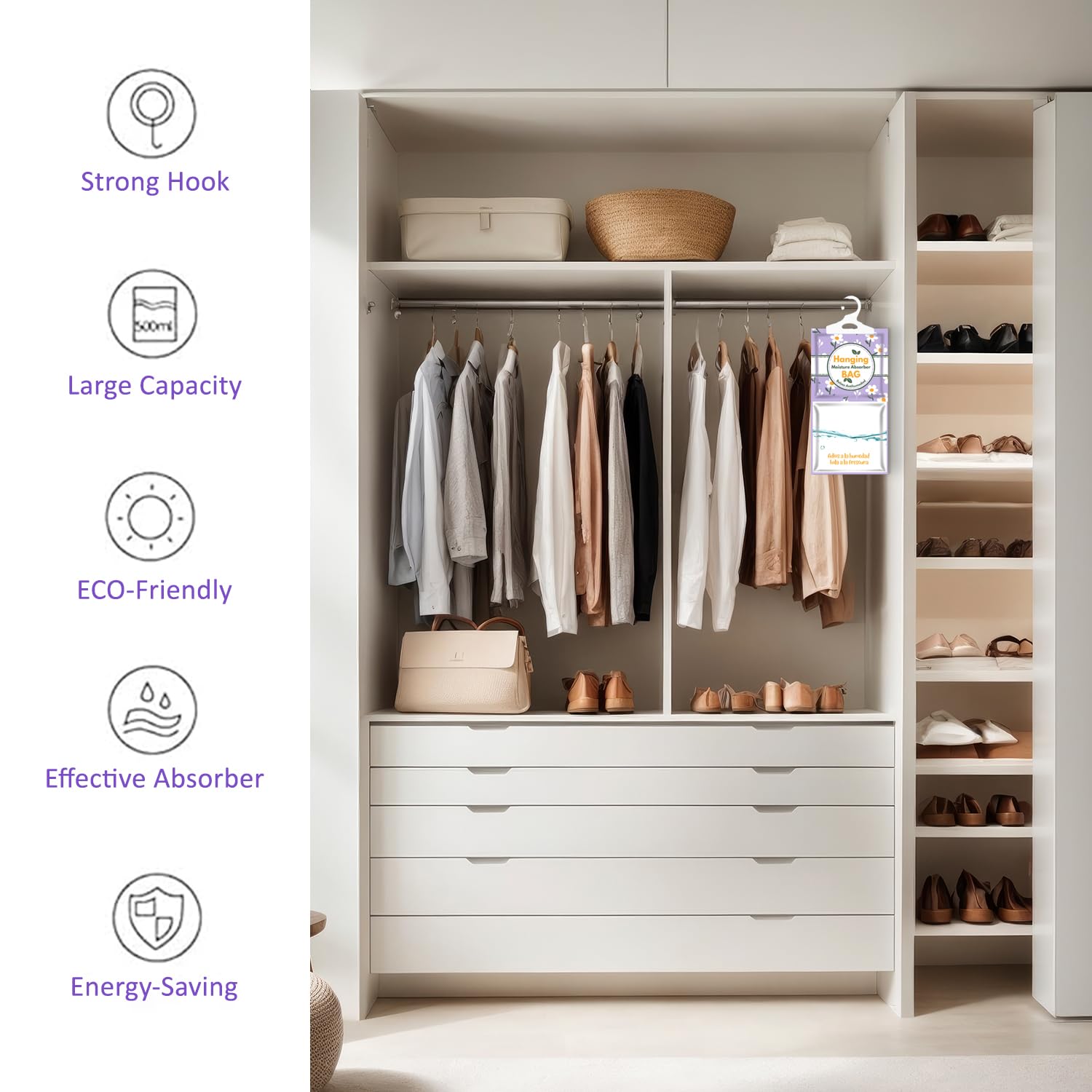 10 Sacchetti Deumidificatori Appendiabili Per Armadi - 100g Contro Umidità E Muffa - Foto 9