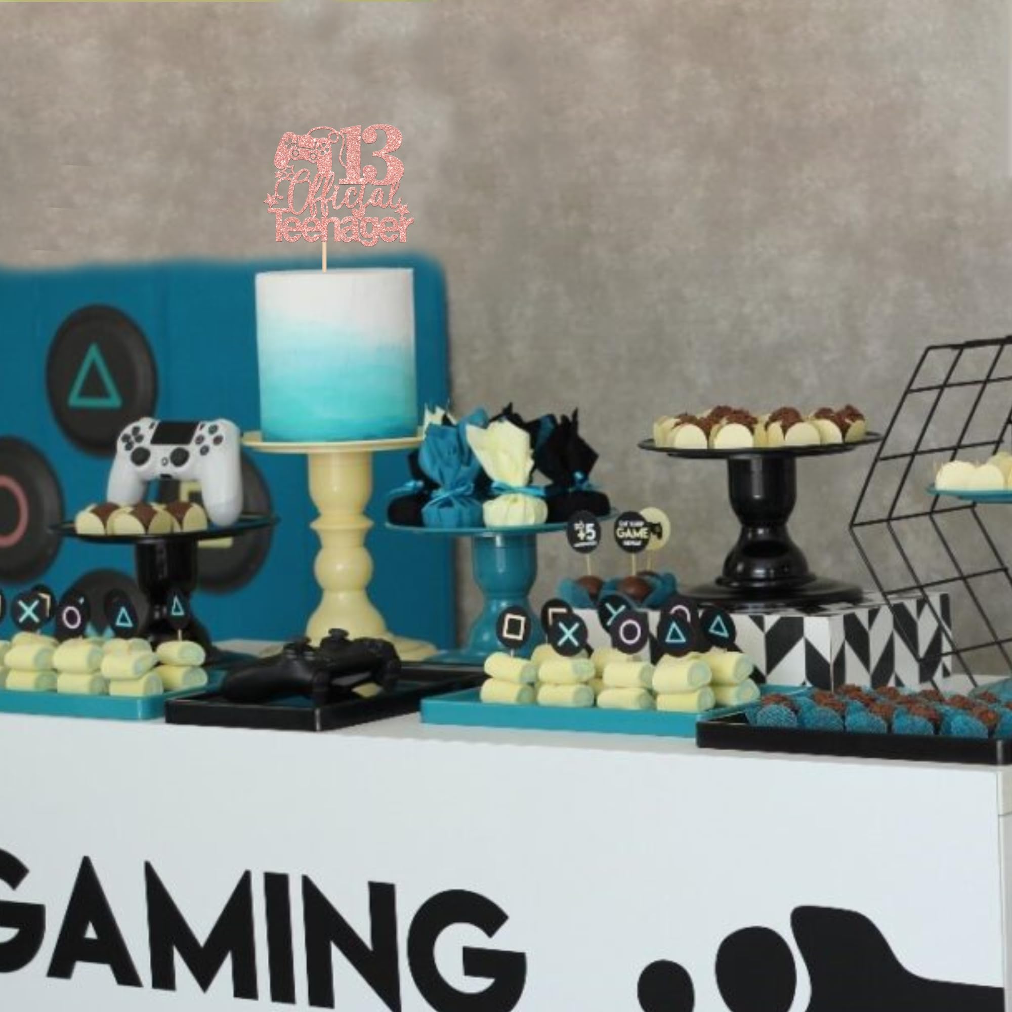 Glitter Videospiel Tortendeko 13. Geburtstag Gaming Kuchendeko Für
