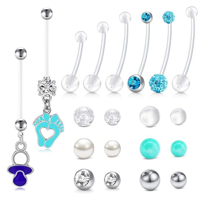 Buy Longita Plastic Pregnancy Belly Button Rings Long Bar Navel Rings