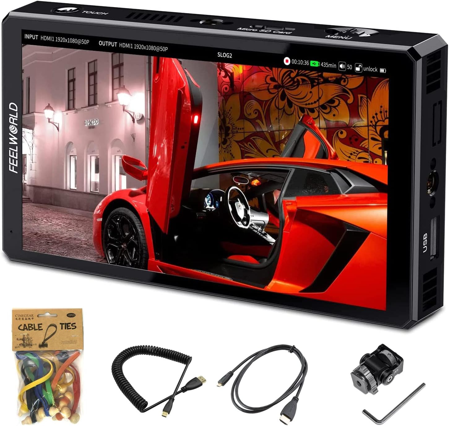 FEELWORLD CUT6 6 Inch Recording Camera Field Monitor DSLR USB2.0 Recorder, with HDR 3D LUT 1920x1080 Pixels Touch Screen Waveform HDR HDMI Loop Out Camera Monitor