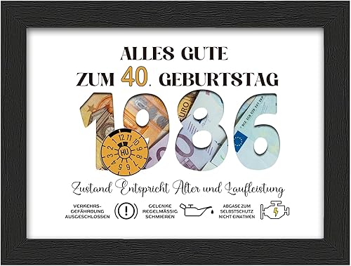 Geschenke zum 40 Geburtstag Frau Mann, Geldgeschenk 40. Geburtstag, Geburtsjahr 