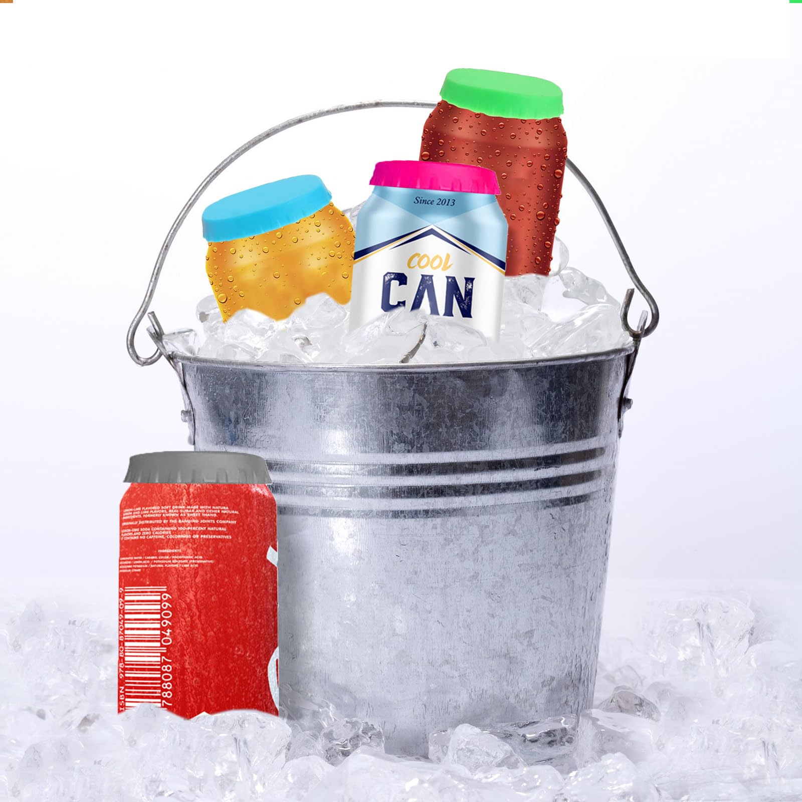 8 pièces de couvercles pour canettes, 63 mm, couvercles de canettes en silicone étanches avec bec verseur, couvertures de canettes pour bière, soda, boissons (mélange de couleurs-1