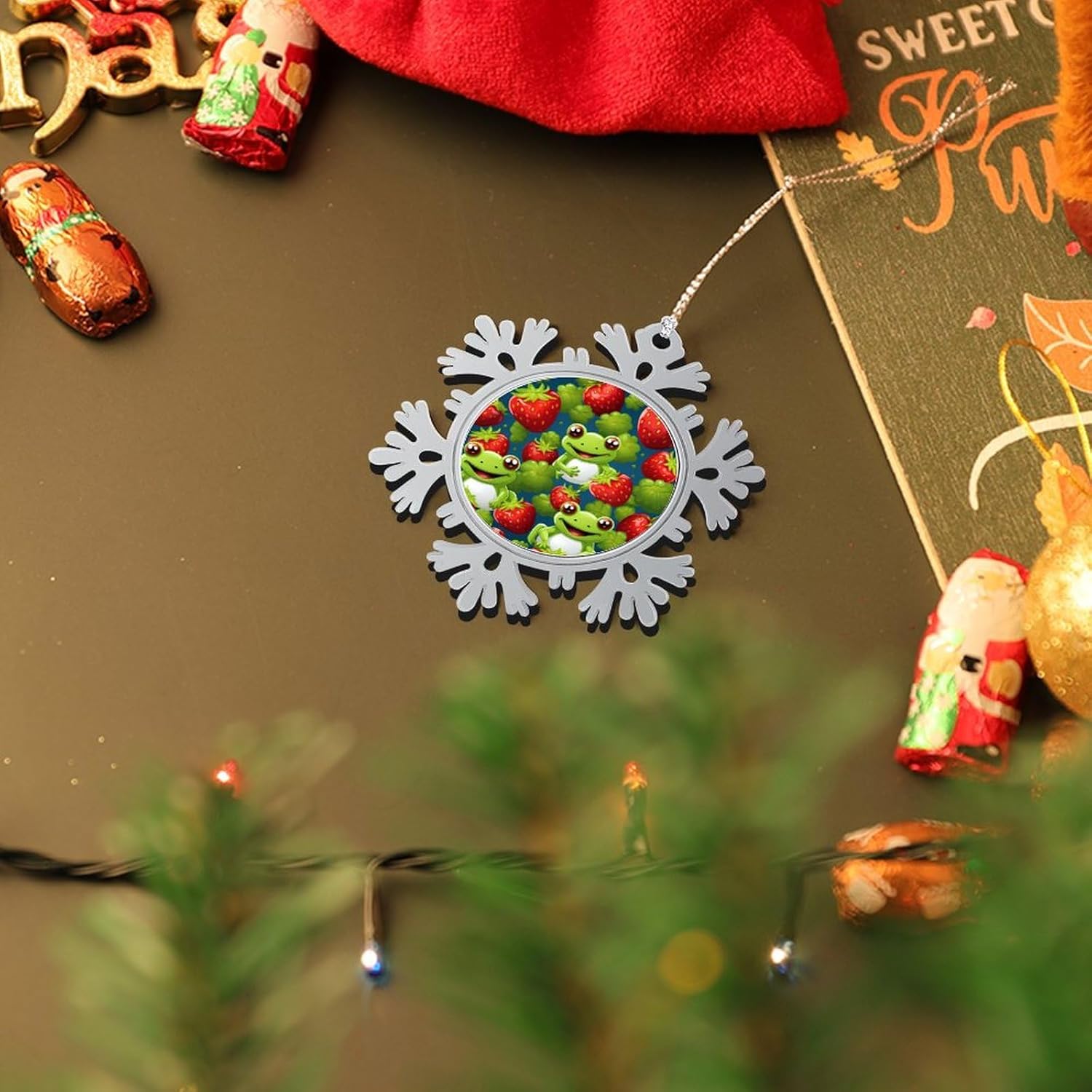 Lion Face Personalized Christmas Snowflake Ornaments Custom Xmas Tree Hanging Decoration for Party Holiday