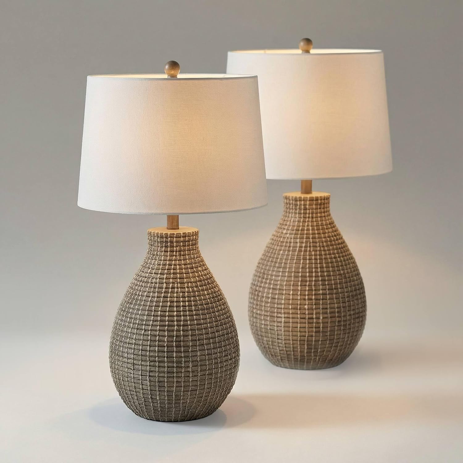 360 Lighting Adelyn 28" High Natural Beige Gourd Table Lamp Set of 2