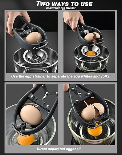 Miniatura 3 de DUEBEL Separador de huevos de acero inoxidable, galleta automática de huevos para huevo crudo, herramienta separadora de huevos de mano, cortador de