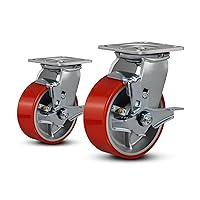 Vista 43 de Ruedas industriales de 5"x2", ruedas de servicio pesado, ruedas de poliuretano, capacidad de hasta 1000 lb. Uso para camión de plataforma, carrito