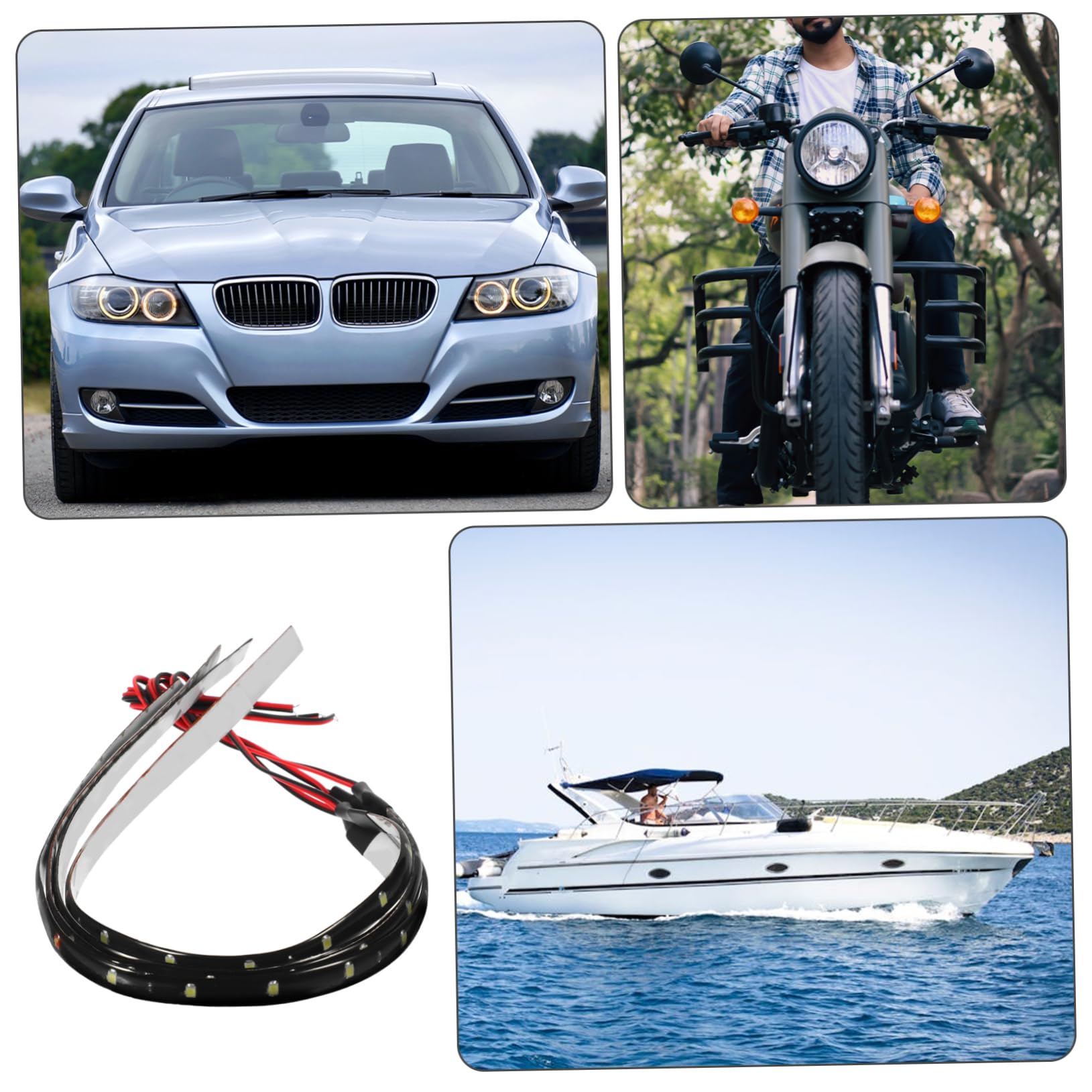 Cabilock Ruban LED Voiture Blanc 12v 4 Pièces Bandes Lumineuses LED pour Voitures Design Simple pour Décoration Intérieure Golf