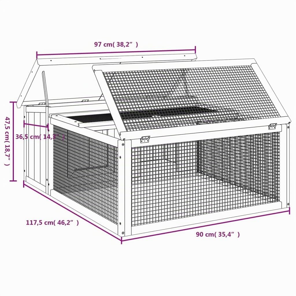 vidaXL Kaninchenstall, Hasenstall mit Nistkasten Freilaufgehege, Kaninchenkäfig für Außenbereich, Kleintierstall Kleintierhaus, Mokka Massivholz Kiefer