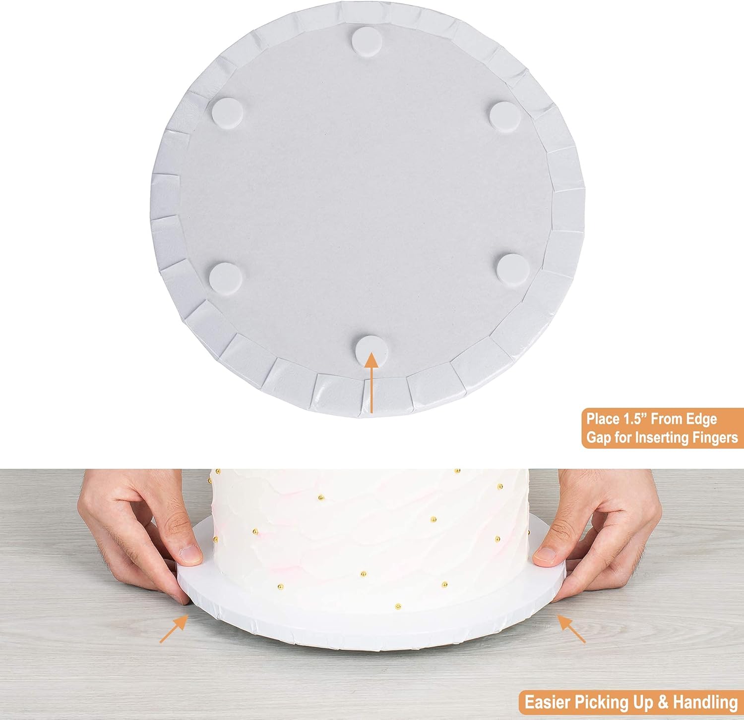 Up To 40% OFF Sturdy White Cake Drum 12 Inch 1/2 Thick (7 Pack) + Satin White Ribbon + Prop Up Tool | No Seam Greaseproof Foil Board | Bundle for Making The Perfect Presentation!
