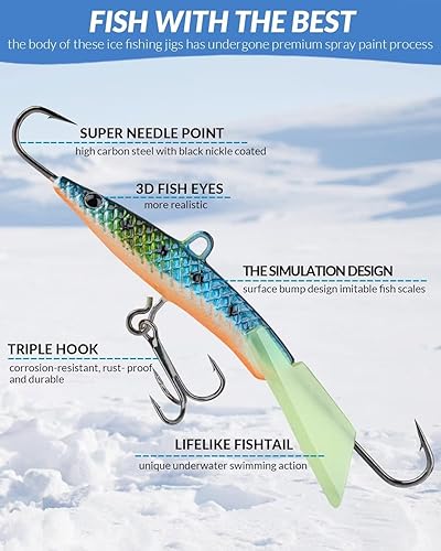 Miniatura 3 de THKFISH Ice Fishing Lures Ice Fishing Jigs Ice Fishing Gear Hard Fishing Lures and Jigs Walleye Ice Fishing Kit Crappie Panfish Pike Jigs,142640PCS