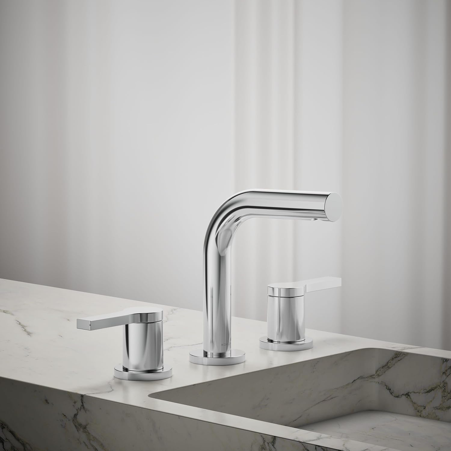 KOHLER K-33592-4N-CP Elate® Widespread Bathroom Sink Faucet, Water-Saving, Wide Reach, Elegant Finish, Bathroom Faucets, 0.5 GPM, Polished Chrome