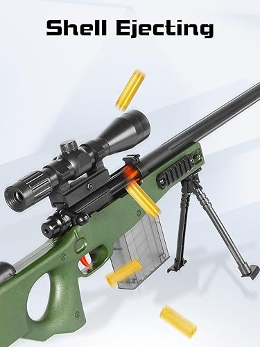 Miniatura 4 de AWM - Pistola de juguete con eyección de carcasa y alcance de visión, rifle de juguete de francotirador con dardos de balas suaves, 42 pulgadas, 4